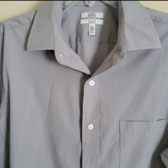 M17 Croft & Barrow Men's Long-Sleeve Dress Shirt Easy Care Gray w White Buttons - Picture 2 of 9